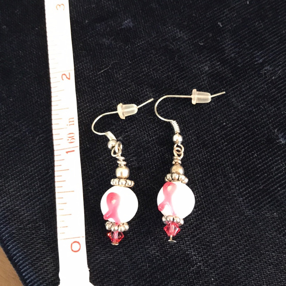 Pink ribbon earrings